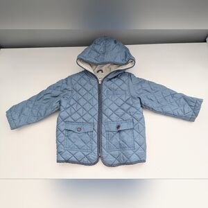 Kids (size 3T) Blue Quilted-Design Hooded Jacket w/Jersey Lining